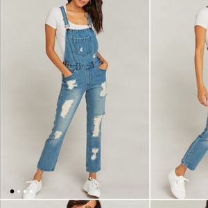 SMYM Distressed Denim Overalls